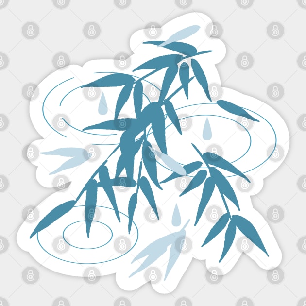 Water Drops From Bamboo Leaves Sticker by FlinArt